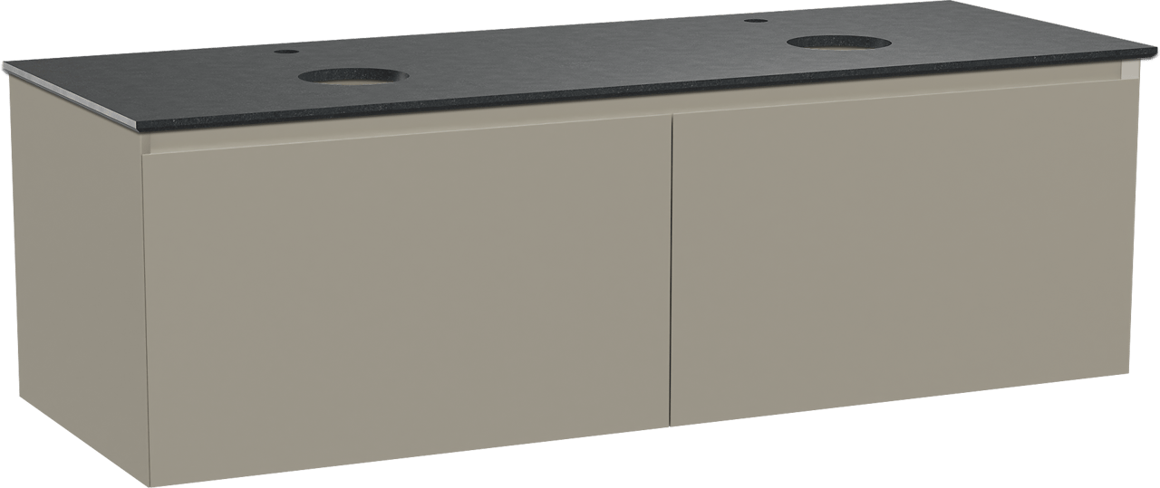 Balmani Idra zwevend badmeubel 150 x 55 cm steengrijs met Facetta dubbel wastafelblad in zwart graniet