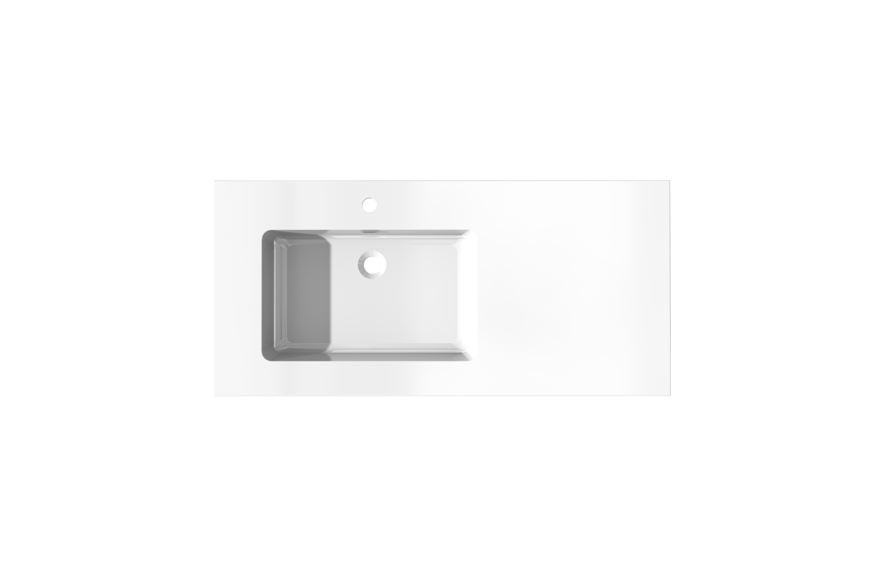 Storke Diva asymmetrisch linkse wastafel glanzend composiet marmer 110 x 52 cm combinatie kast 35 cm