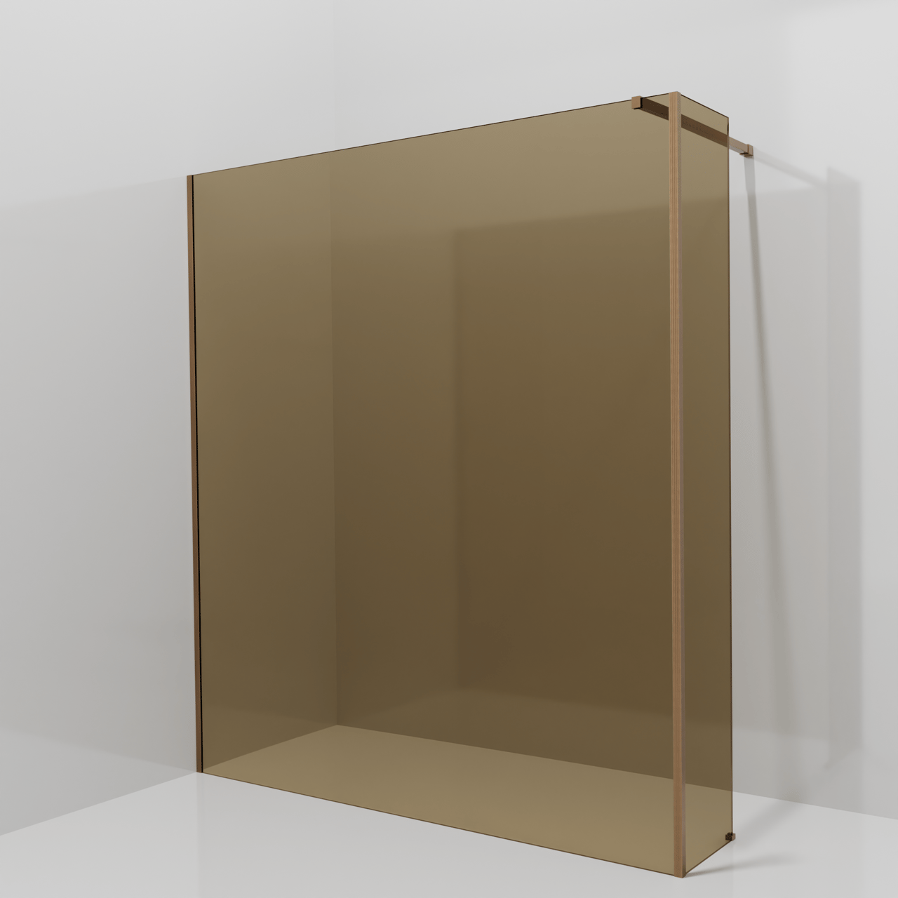 Balmani Modular Walk-In Dusche mit fester Seitenwand: 180 x 200 cm, Bronze Glas, Profil Brushed Rosegold