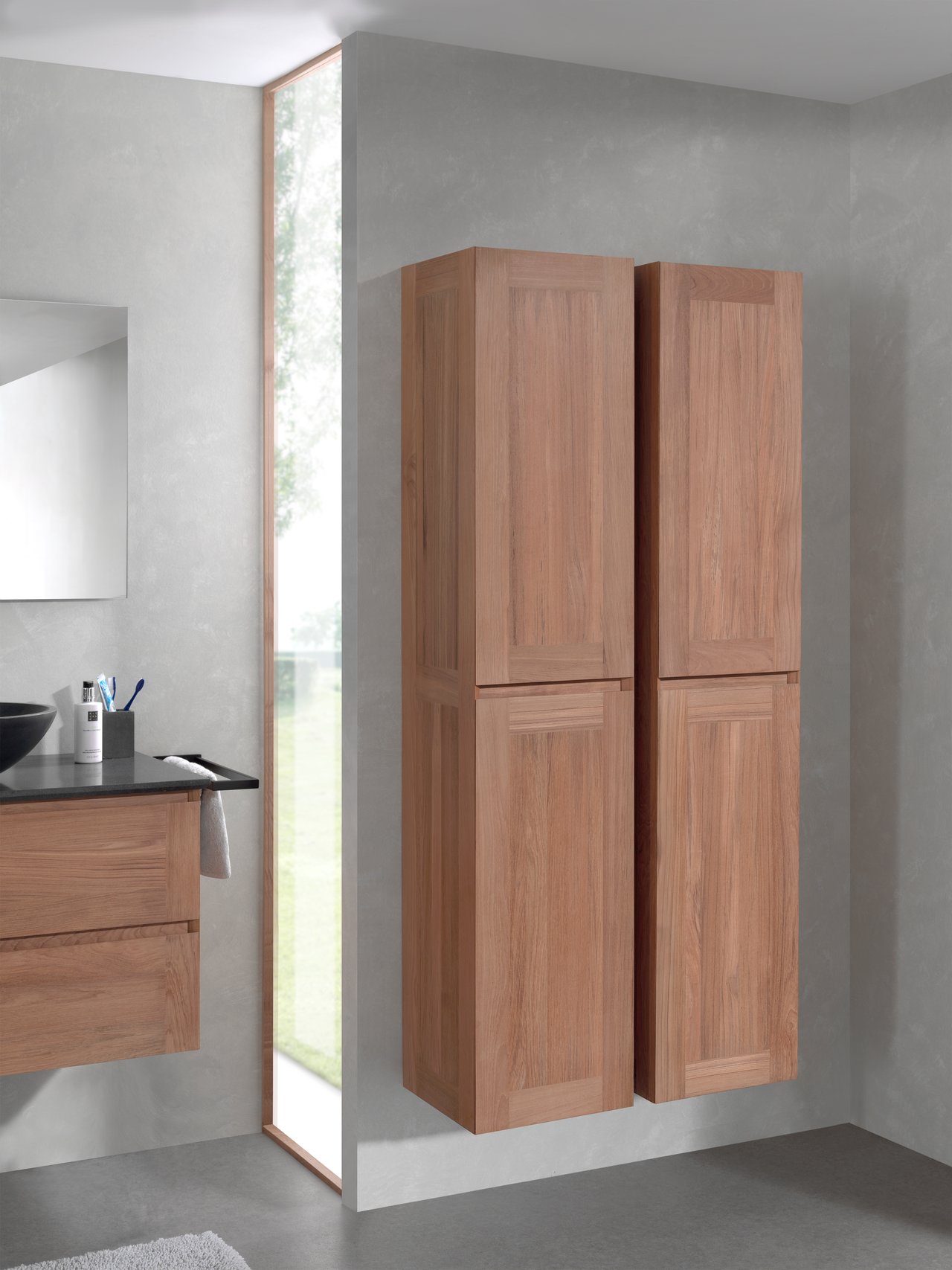 Balmani Mitra colonne salle de bains suspendue teck 35 x 35 x 167 cm