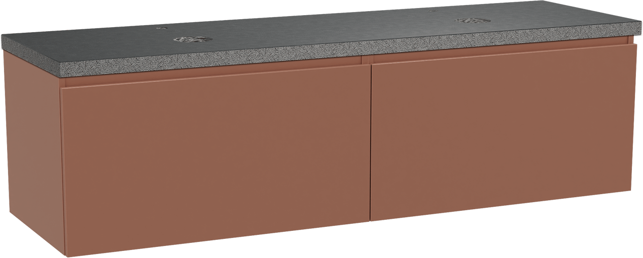 Balmani Sfera zwevend badmeubel 180 x 55 cm cotto met Rock dubbel wastafelblad in zwart graniet