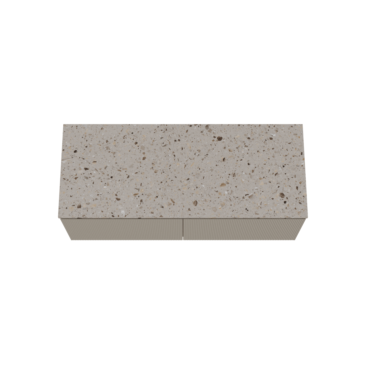 Balmani Fila meuble salle de bains suspendu 135 x 55 cm gris pierre avec Stretto tablette simple ou double en terrazzo greige terrazzo, Nervure droite symétrique verticale