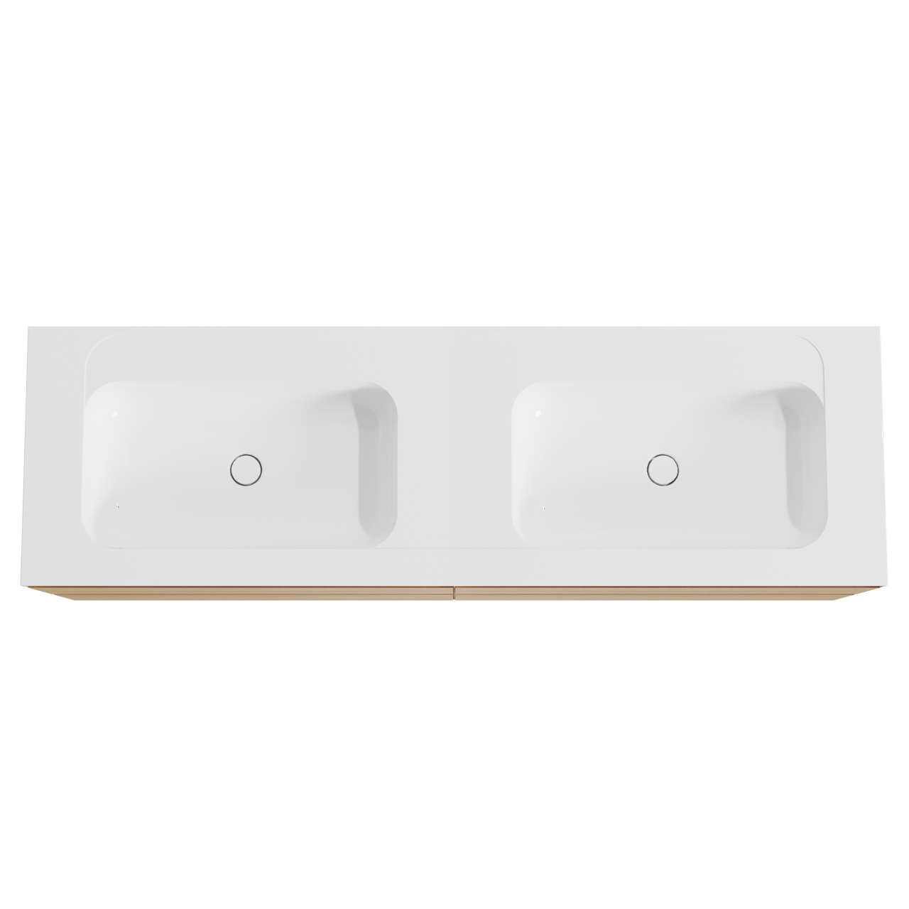 Balmani Mitra zwevend badmeubel 180 x 55 cm naturel eiken met Tablo Strada dubbele wastafel in composietmarmer hoogglans wit