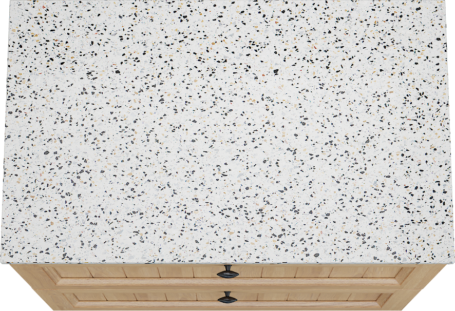 Balmani Lemon staand badkamermeubel 90 x 55 cm, fineer natuur eik met Stretto enkel tablet in mat wit/zwart terrazzo