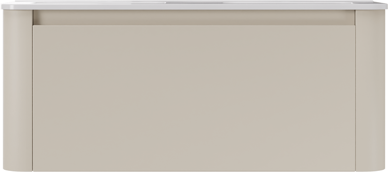 Storke Soft meuble salle de bains suspendu 120 x 46 cm Sand mat avec Kera Soft double vasque en porcelaine blanc brillant