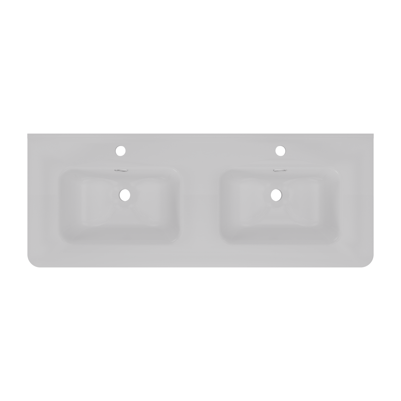 Linie Baro Curvo double vasque porcelaine Blanc Brillant 120 x 46 cm