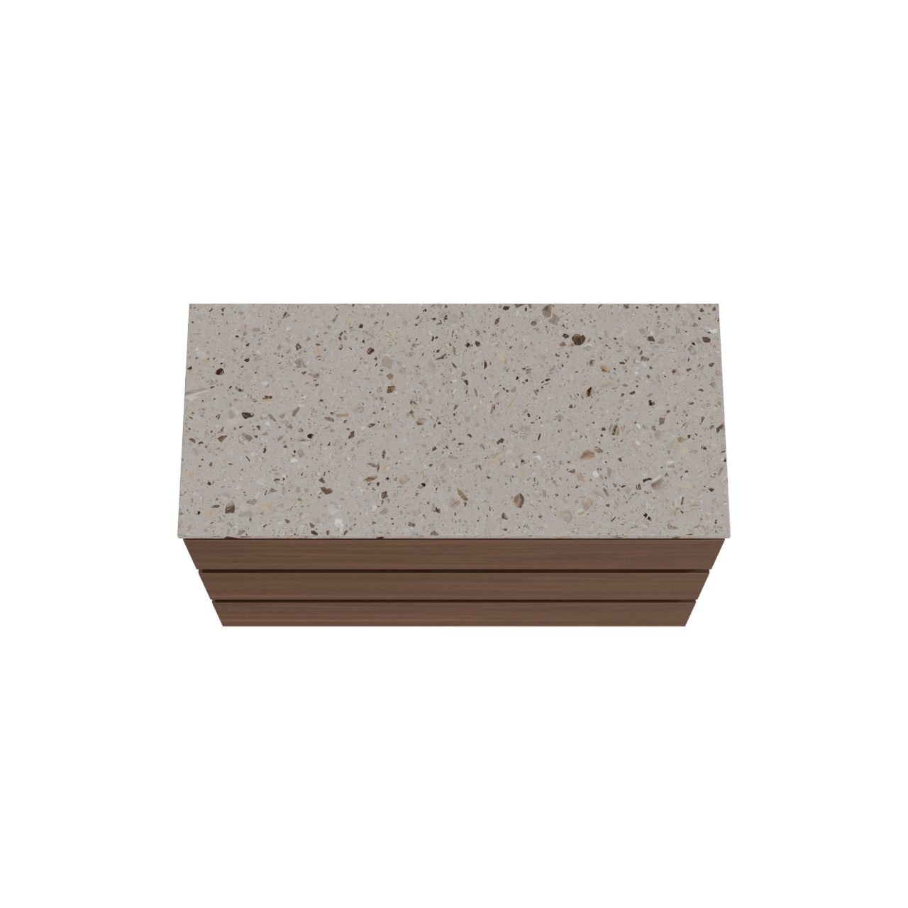 Balmani Lucida meuble salle de bains à poser 120 x 55 cm noyer américain avec Stretto tablette simple ou double en terrazzo greige terrazzo