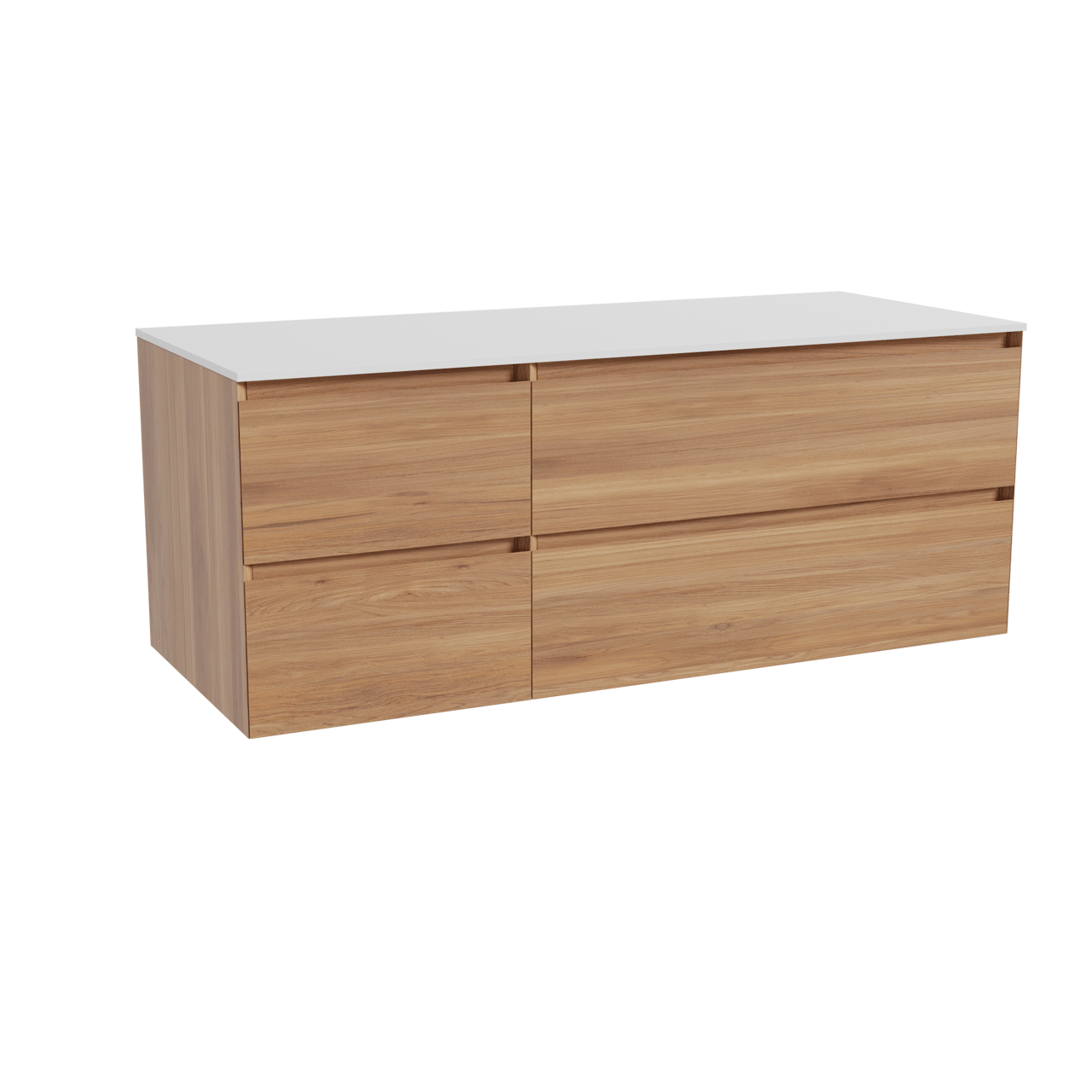 Balmani Mitra meuble salle de bains suspendu 135 x 55 cm teck avec Stretto tablette simple ou double en solid surface blanc mat