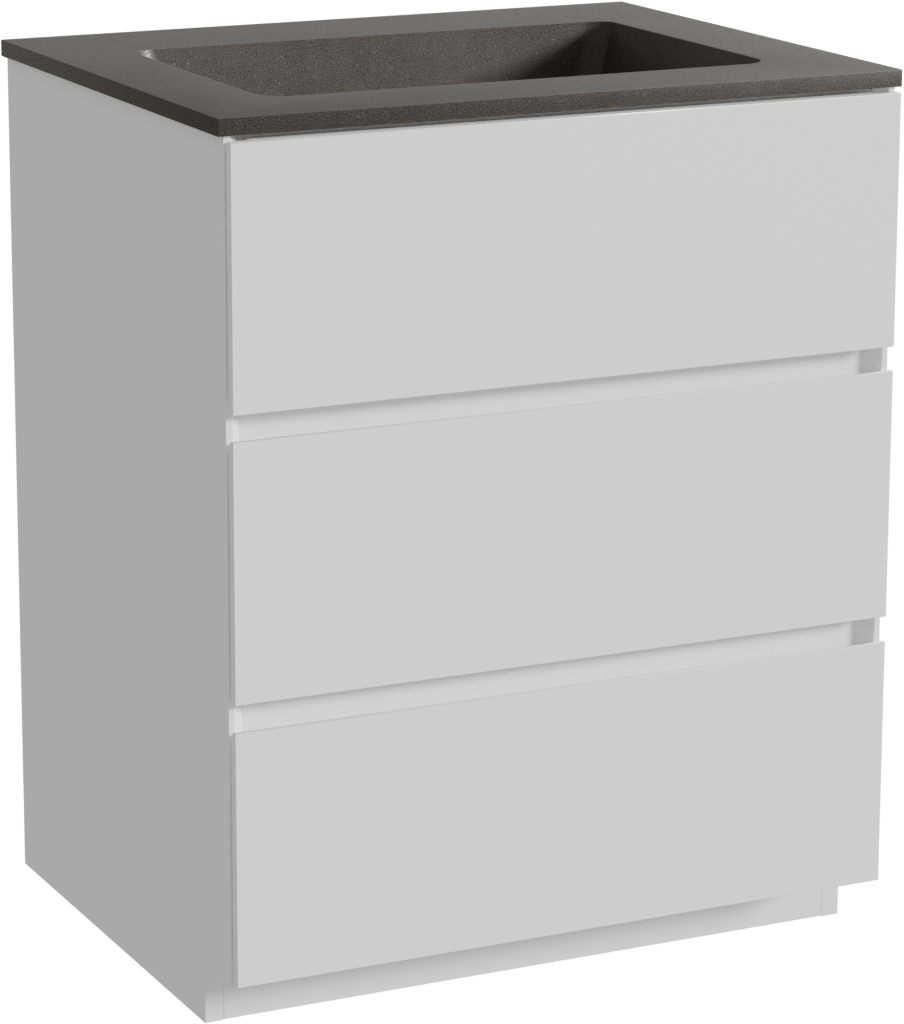 Storke Edge meuble salle de bains à poser 65 x 52 cm blanc mat avec Scuro plan simple en quartz noir mat