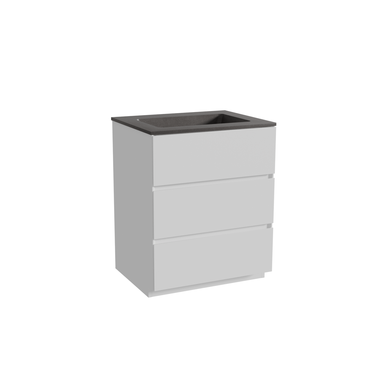 Storke Edge meuble salle de bains à poser 65 x 52 cm blanc mat avec Scuro plan simple en quartz noir mat