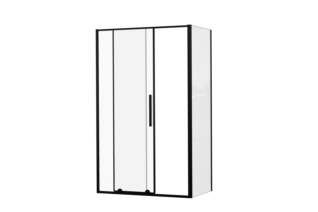 Luca Varess Morano douchehoek met schuifdeur en vaste zijwand 120 x 70 cm helder glas mat zwart profiel