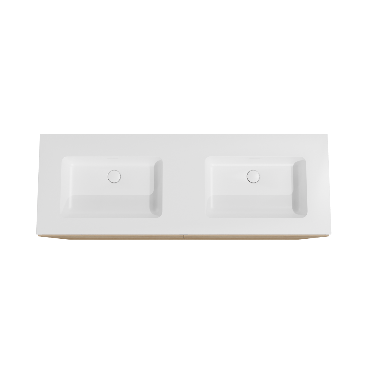 Storke Edge meuble salle de bains à poser 150 x 52 cm chêne brut avec Mata double vasque en solid surface blanc mat