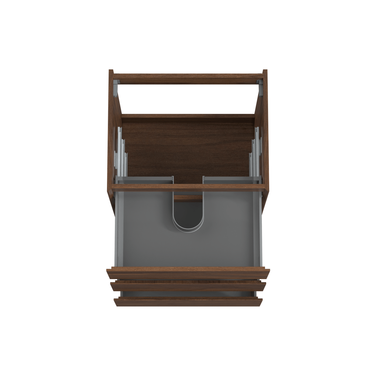 Storke Edge stehender Waschbeckenunterschrank: 65 x 52 cm, Nussbaum, 3 Schubladen