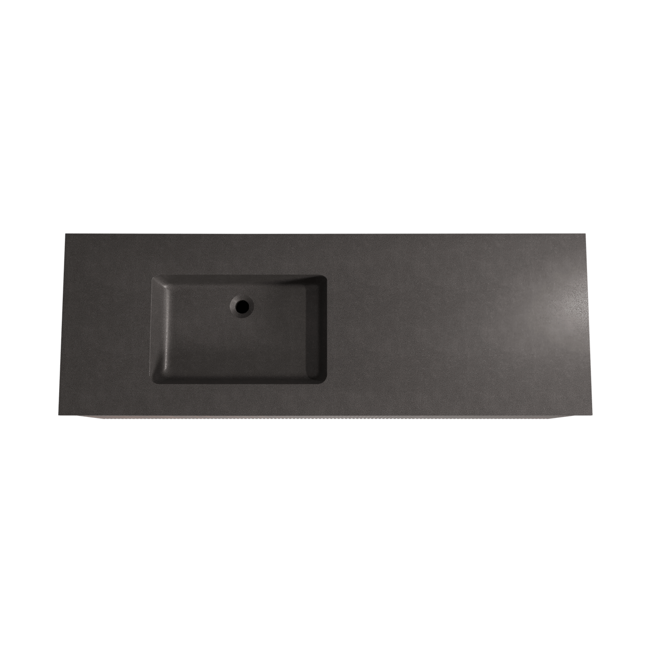 Storke Ribs meuble salle de bains suspendu 150 x 52 cm noyer avec Scuro plan vasque asymétrique à gauche en quartz noir mat, Nervure droite symétrique verticale