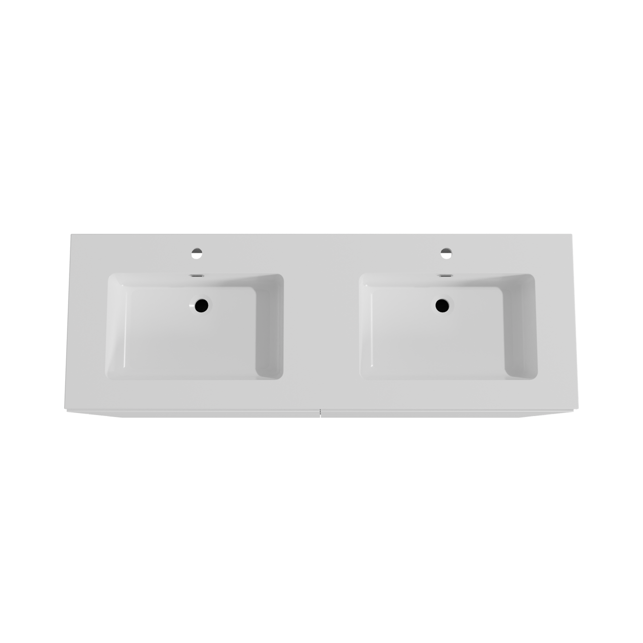 Storke Edge meuble salle de bains à poser 150 x 52 cm blanc mat avec Diva double vasque en marbre composite blanc brillant