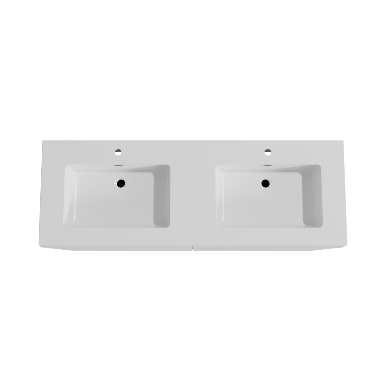 Storke Edge meuble salle de bains à poser 150 x 52 cm blanc mat avec Diva double vasque en marbre composite blanc brillant