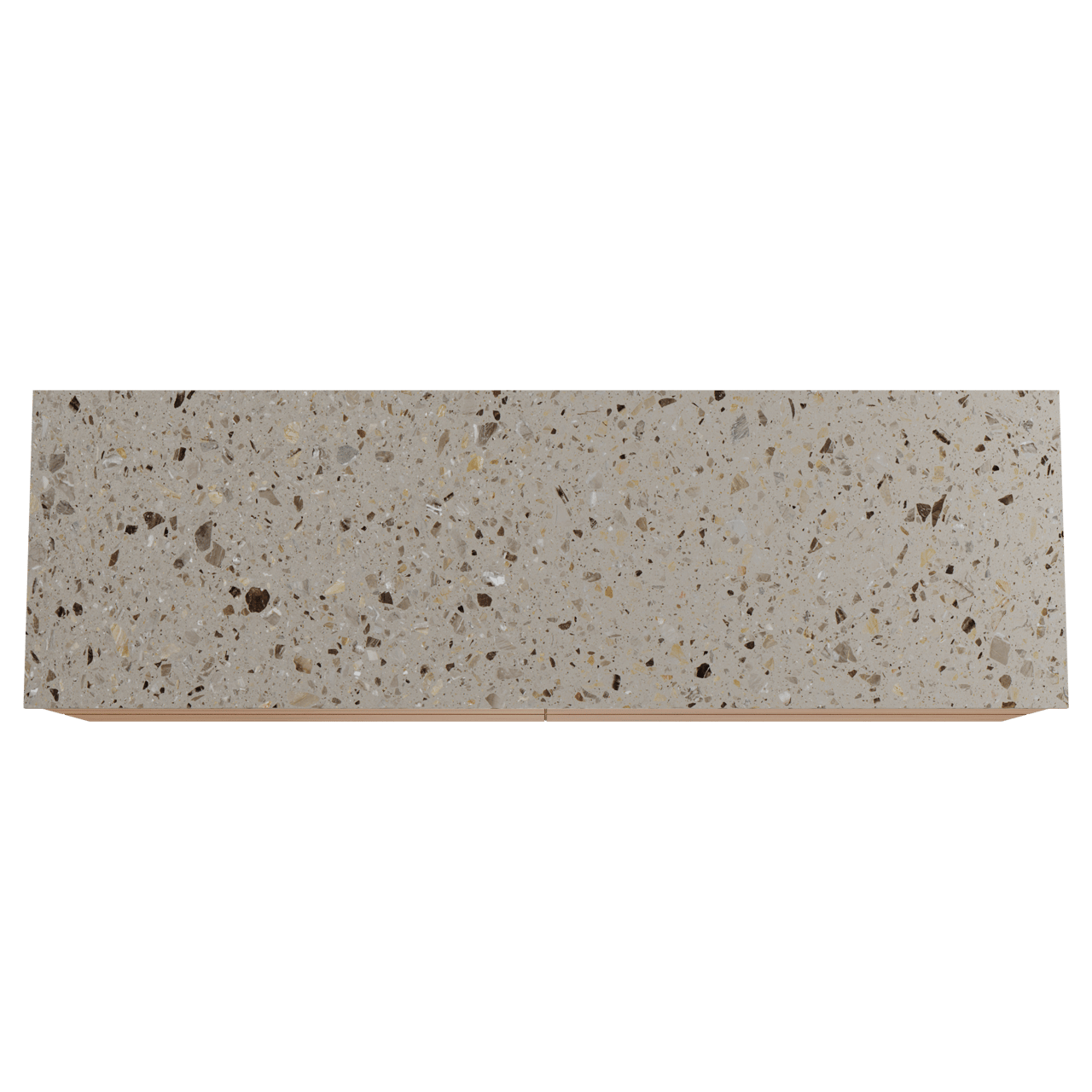 Balmani Mitra hängendes Möbelstück Set: 180 x 55 cm, Teak, mit Stretto Einzel- oder Doppel Waschtischplatte, Terrazzo in Greige