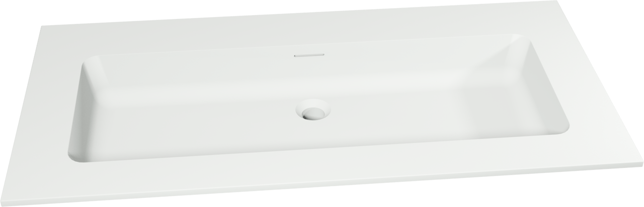 Storke Mata Einzelwaschtisch für 2 Armaturenlöcher, Solid Surface matt, 105 x 52 cm