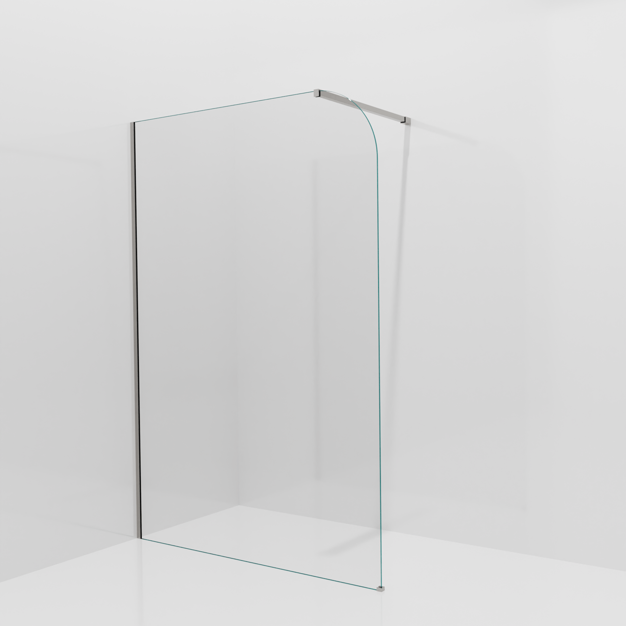 Balmani Modular douche à l'italienne: 140 x 200 cm, Verre transparent arrondi, Profil Brushed Inox