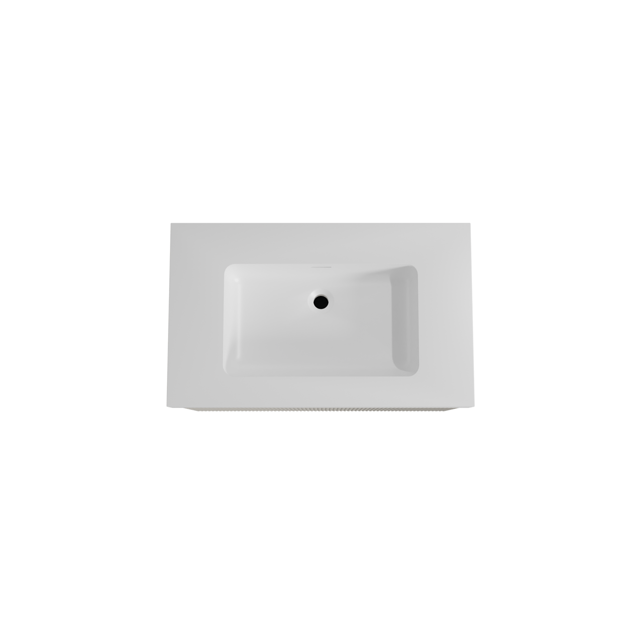 Storke Ribs meuble salle de bains suspendu 85 x 52 cm soie grise avec Mata High plan simple en solid surface blanc mat, Nervure droite symétrique verticale