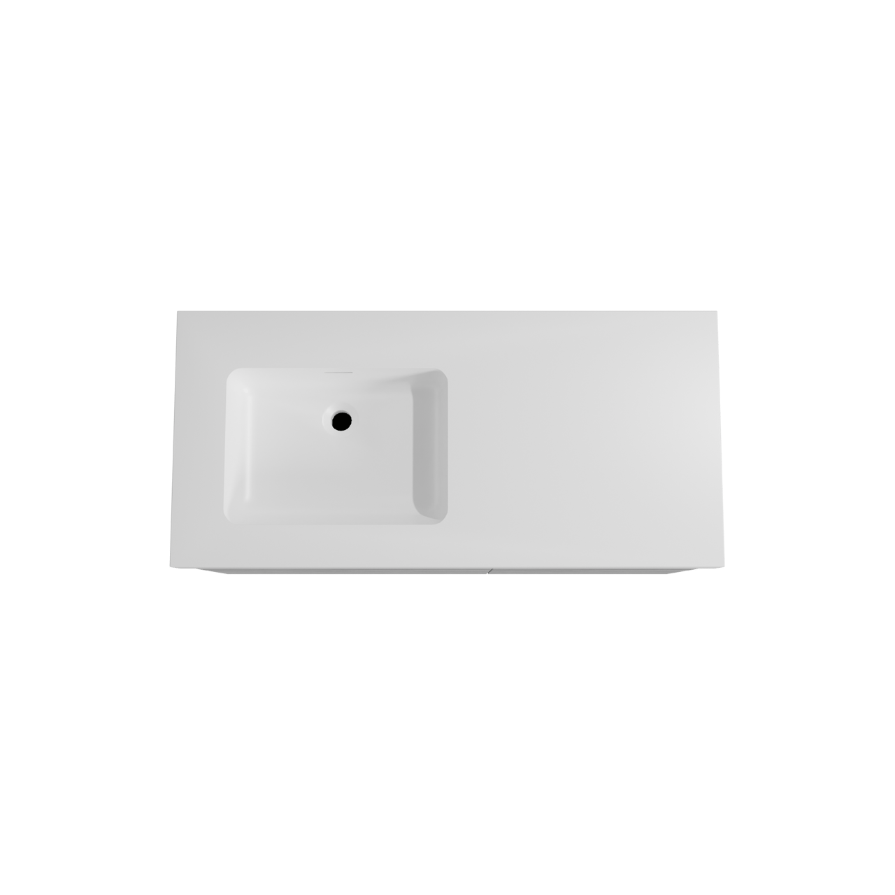 Storke Edge hängendes Möbelstück Set: 110 x 52 cm, Beton dunkelgrau, mit Mata High Waschtisch links, Solid Surface Weiß matt