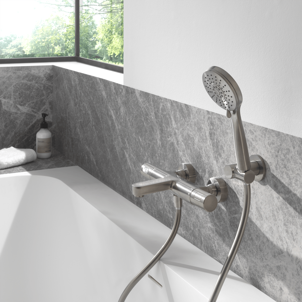 Blaufoss Apollo thermostatische badkraan Brushed Coolmetal