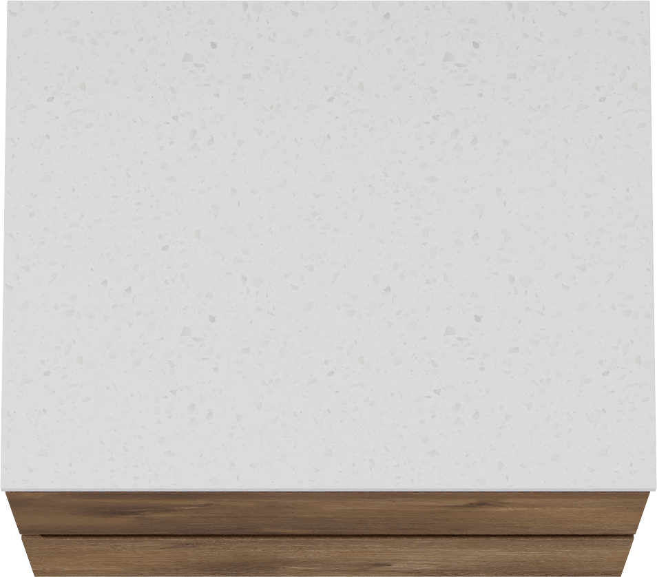 Linie Lado meuble salle de bains suspendu 60 x 46 cm chêne brun avec Lado tablette simple en mélaminé terrazzo blanc
