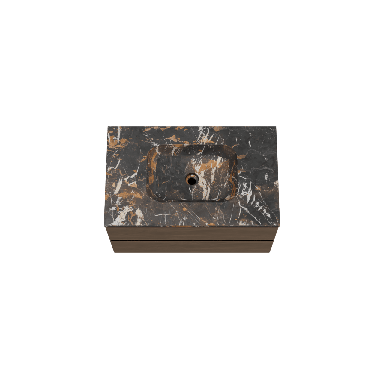 Balmani Mitra zwevend badkamermeubel 90 x 55 cm amerikaanse notelaar met Tablo Arcato enkele wastafel in marmer portoro gold