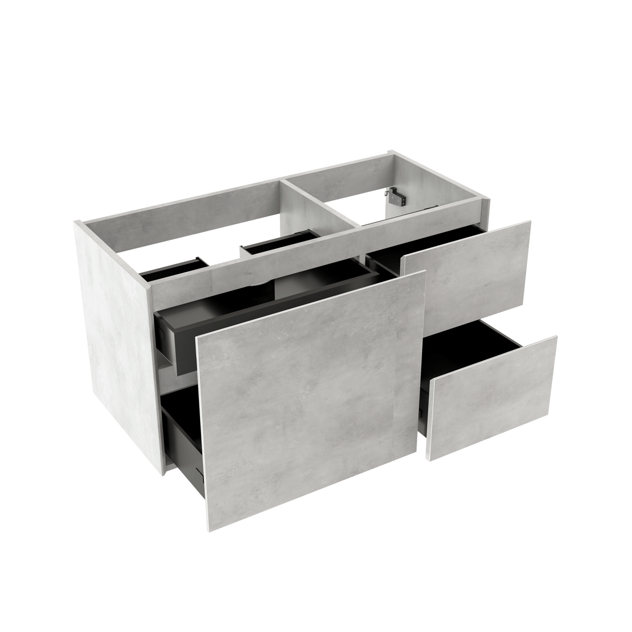 Storke Edge meuble sous-lavabo suspendu 100 x 46 cm asymétrique gauche béton gris argent 3 tiroirs