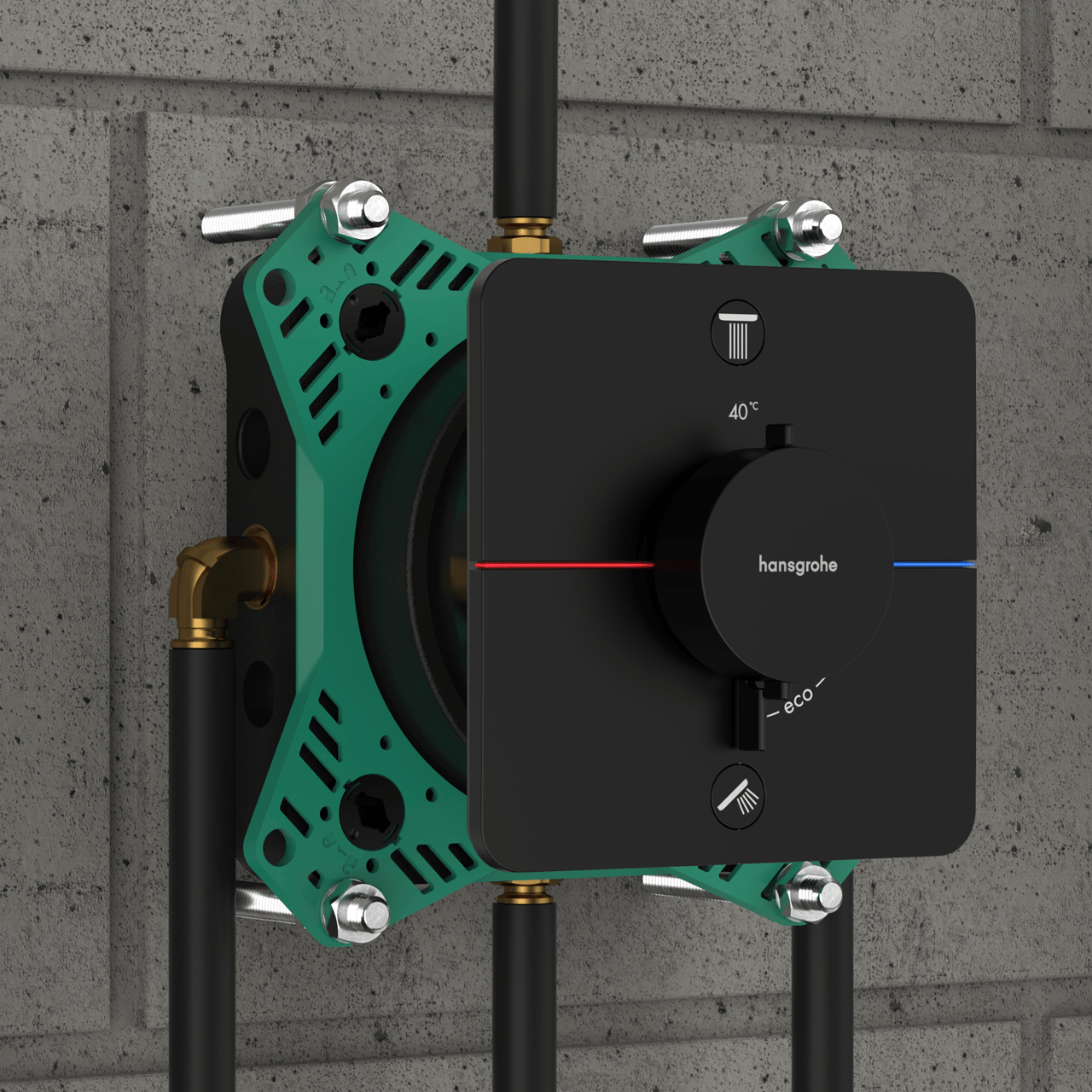 Hansgrohe Showerselect Comfort Q thermostat de douche encastré 2 évacuations noir mat