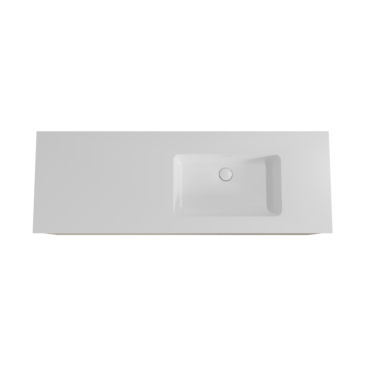 Storke Ribs hängendes Möbelstück Set: 150 x 52 cm, Rohe Eiche, mit Mata Waschtisch rechts, Solid Surface, Weiß matt, Vertikale symmetrische gerade Rippe