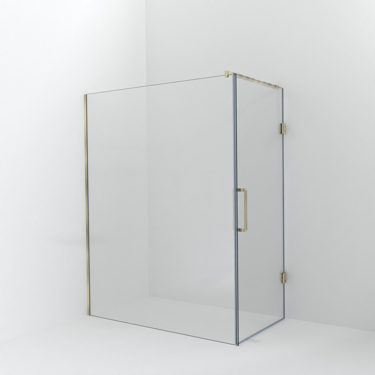 Balmani Modular douche à l'italienne avec porte: 160 x 200 cm avec porte 90 cm, Verre extra transparent avec coating, Profil Brushed Champagne Gold