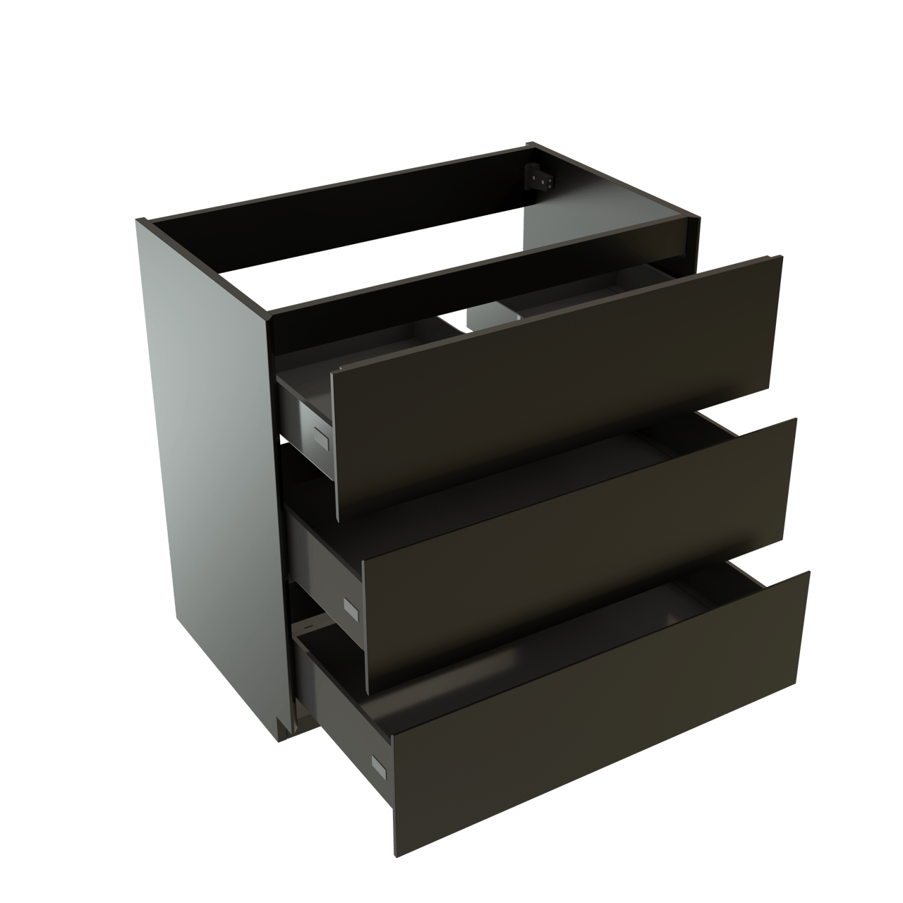 Storke Edge stehender Waschbeckenunterschrank: 85 x 52 cm, Schwarz Matt, 3 Schubladen