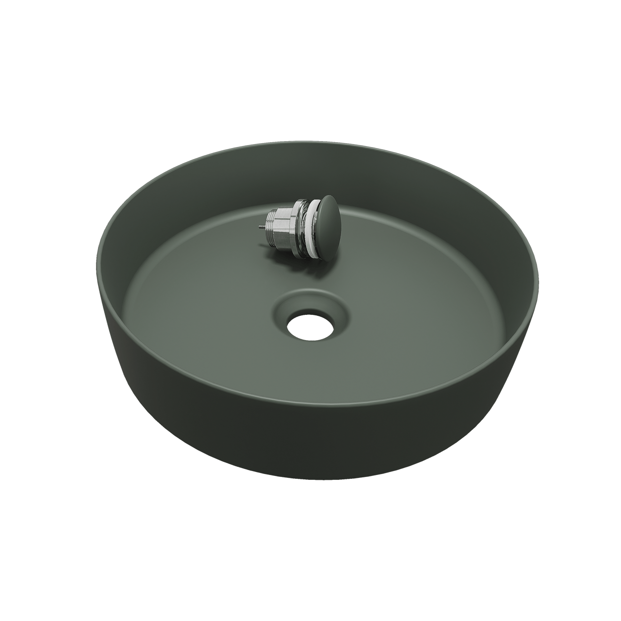 Balmani Fiyi Aufsatzwaschbecken: Matt Forest Solid Surface, rund, Ø 39 cm