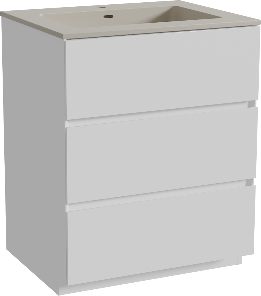 Storke Edge staand badmeubel 65 x 52 cm mat wit met Diva enkele wastafel in top solid zijdegrijs