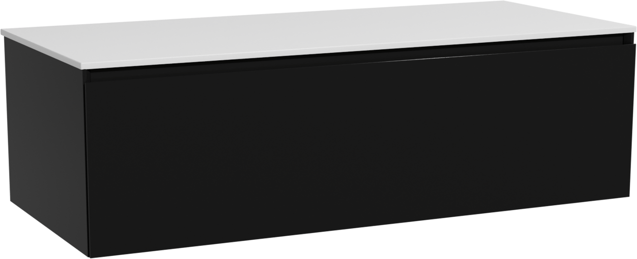 Storke Edge zwevend badkamermeubel 120 x 52 cm mat zwart met Tavola enkel of dubbel tablet in solid surface mat wit