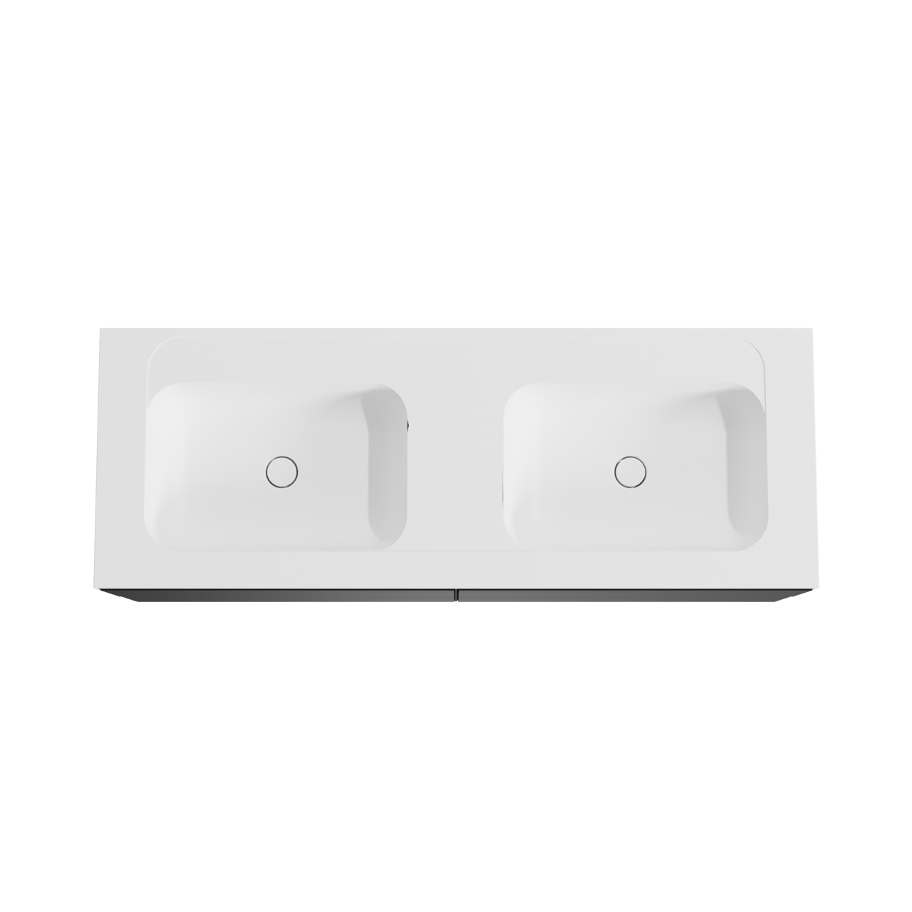 Balmani Mitra meuble salle de bains suspendu 150 x 55 cm noir mat avec Tablo Strada double vasque en marbre composite blanc mat