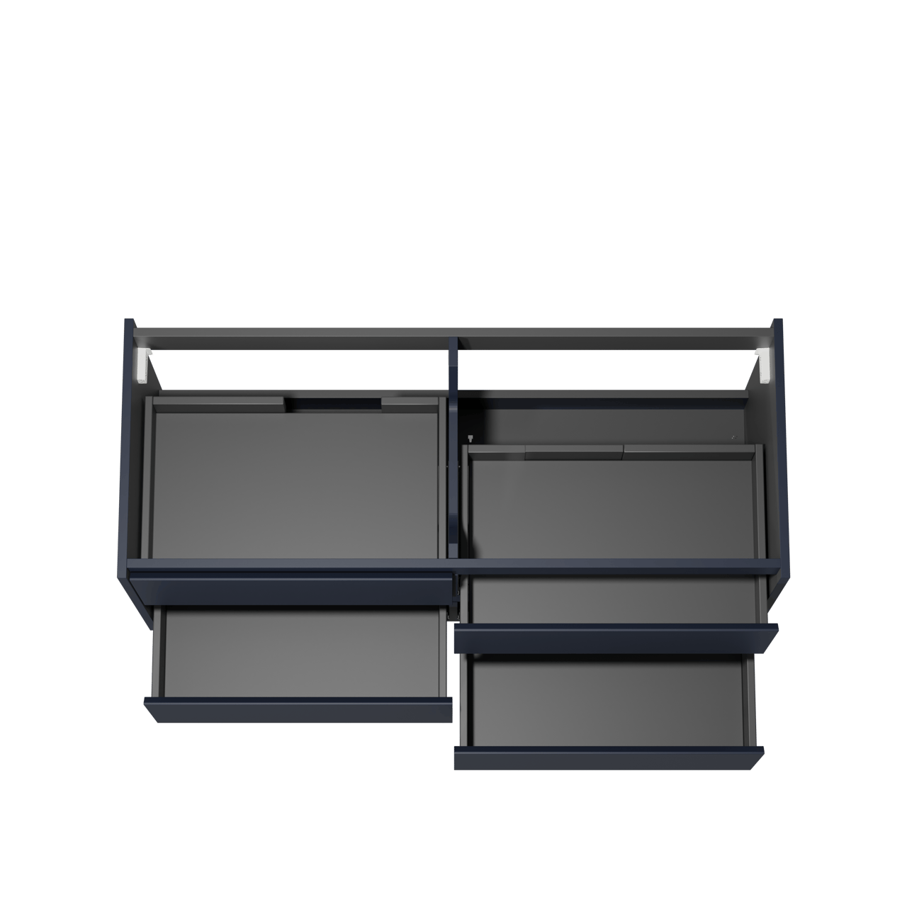 Storke Seda meuble sous-vasque suspendu 130 x 52 cm bleu nuit 4 tiroirs