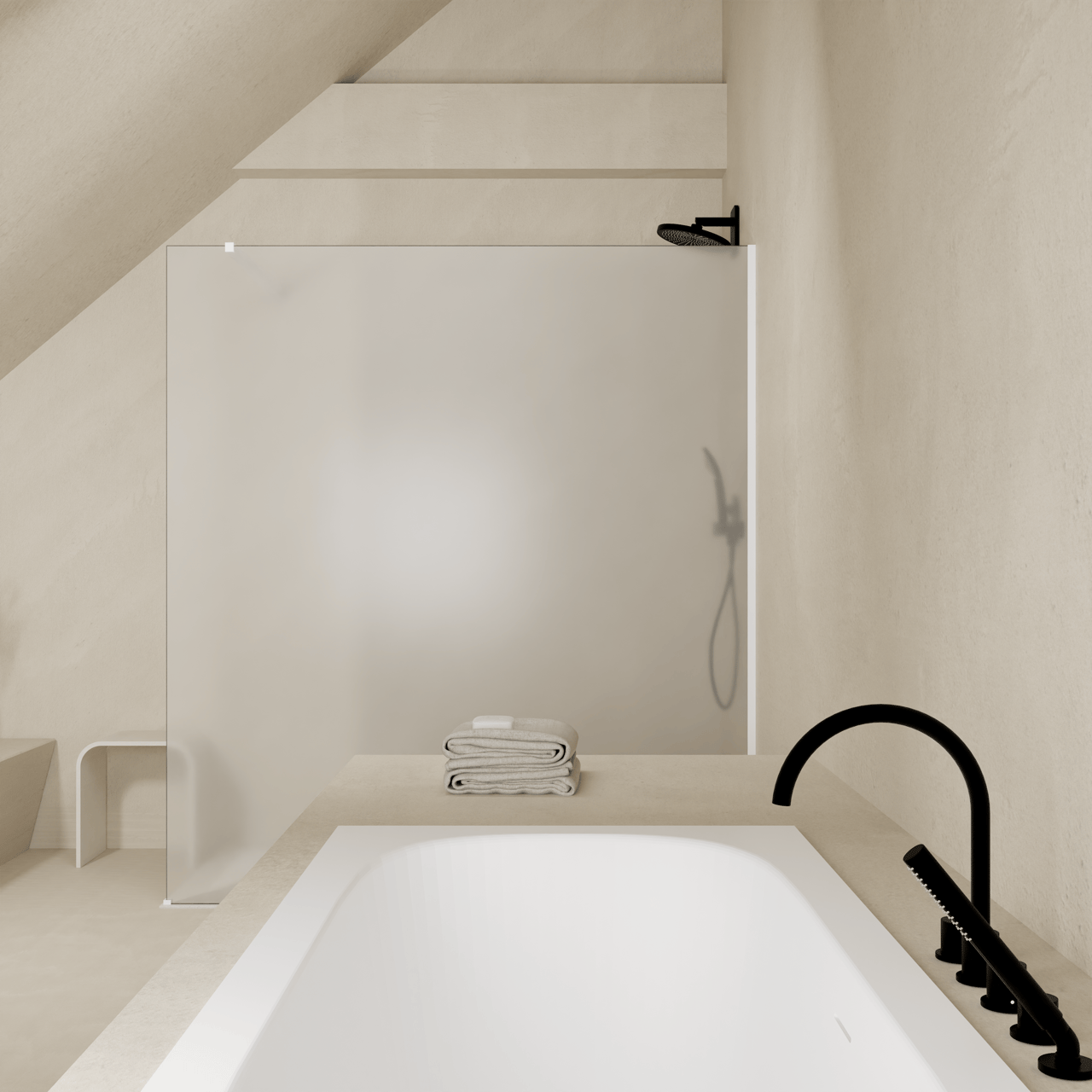 Balmani Modular douche à l'italienne: 80 x 200 cm, Permafrost, avec coating, Profil Blanc mat