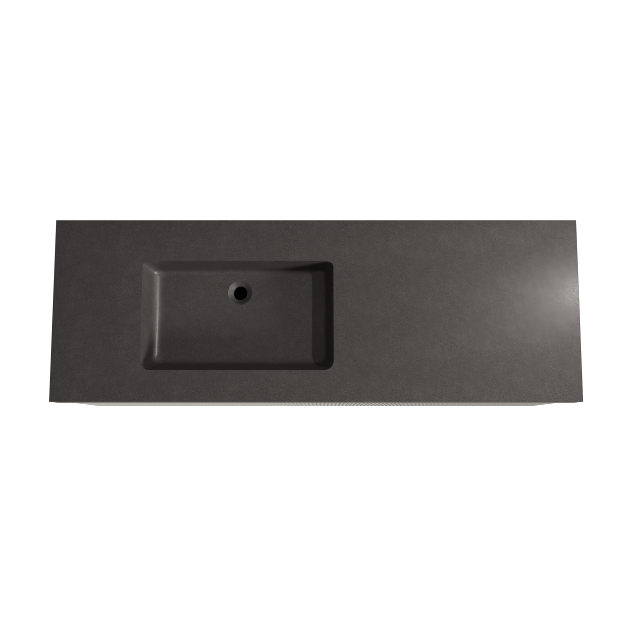 Storke Ribs zwevend badmeubel 150 x 52 cm zijdegrijs met Scuro High asymmetrisch linkse wastafel in kwarts mat zwart, Verticale symmetrische rechte ribbel