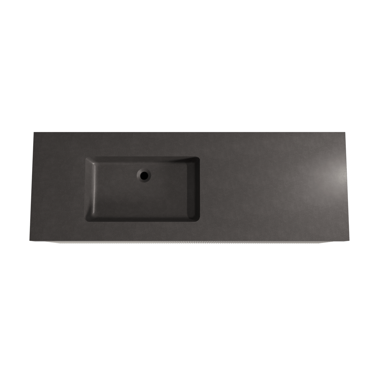 Storke Ribs zwevend badkamermeubel 150 x 52 cm zijdegrijs met Scuro High asymmetrisch linkse wastafel in kwarts mat zwart, Verticale symmetrische rechte ribbel