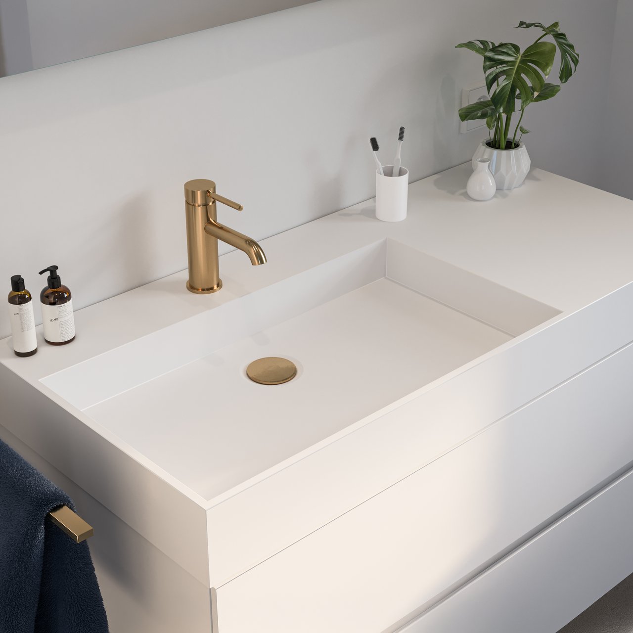 Storke Jura Waschtisch, links, Solid Surface matt, 100 x 46 cm