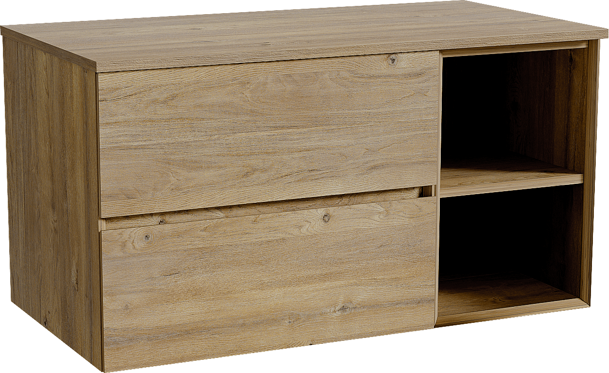 Storke Edge meuble salle de bains suspendu 100 x 52 cm chêne brut avec Panton tablette simple en mélaminé chêne brut