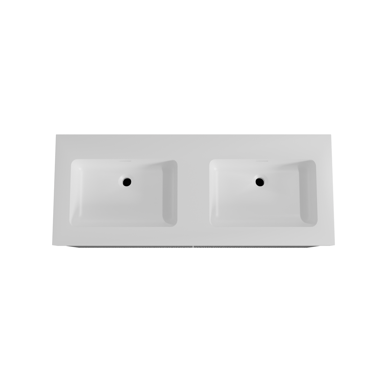 Storke Ribs zwevend badmeubel 130 x 52 cm zwart eiken met Mata High dubbele wastafel in solid surface mat wit, Verticale asymmetrische rechte ribbel