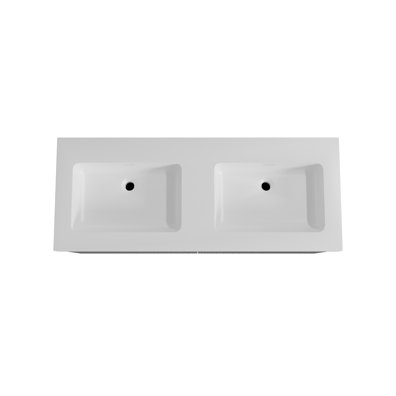 Storke Ribs zwevend badmeubel 130 x 52 cm zwart eiken met Mata High dubbele wastafel in solid surface mat wit, Verticale asymmetrische rechte ribbel