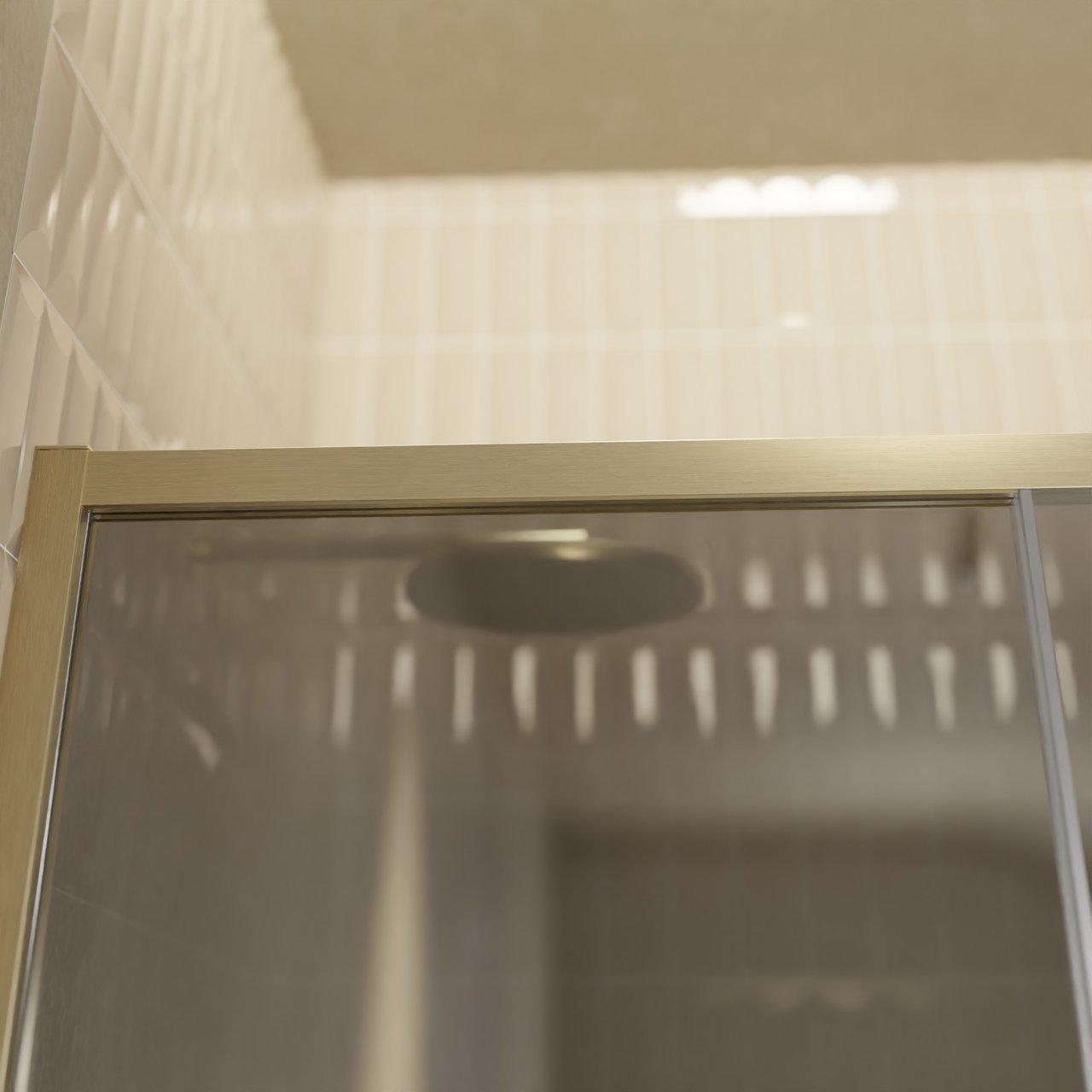 Balmani Senses Design porte coulissante à gauche 140 cm x 210 cm verre Miroir Reflex, Profil Brushed Champagne Gold, coating inclus