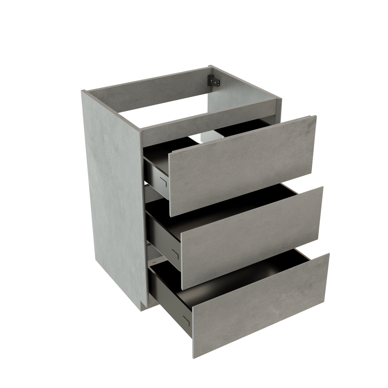 Storke Edge staande wastafelonderkast 65 x 52 cm beton donkergrijs 3 lades