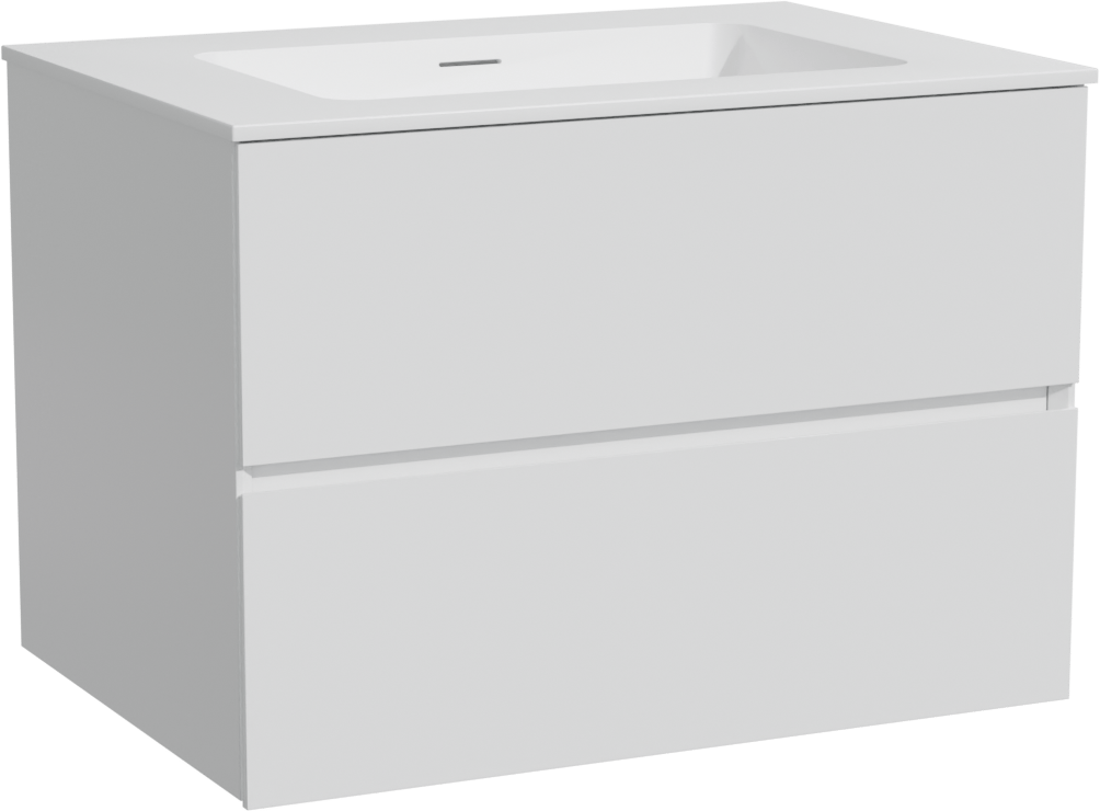 Storke Edge zwevend badkamermeubel 75 x 52 cm mat wit met Mata enkele wastafel in solid surface mat wit