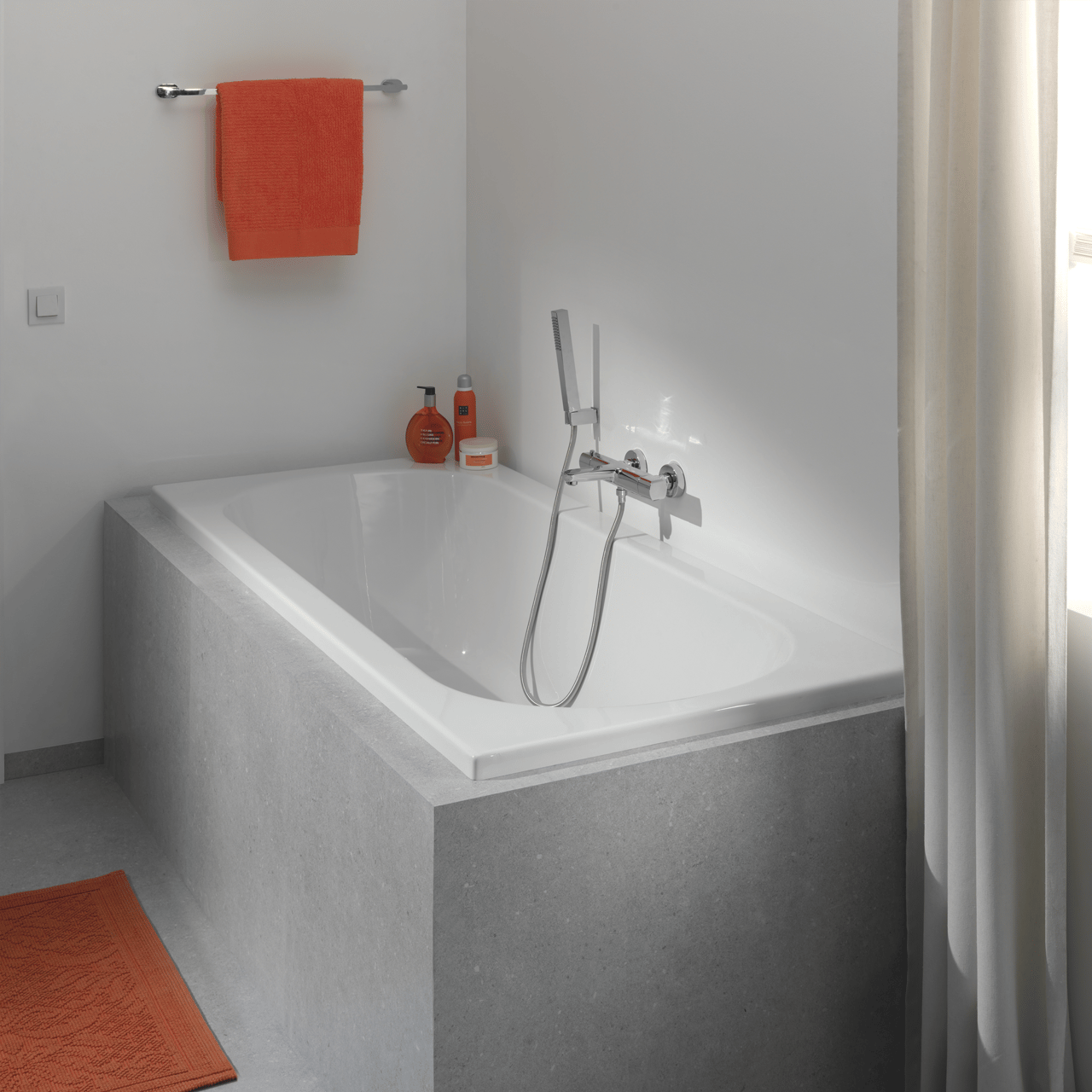 Luca Varess Rosala tweepersoons inbouwbad 180 x 80 cm acryl Hoogglans Wit