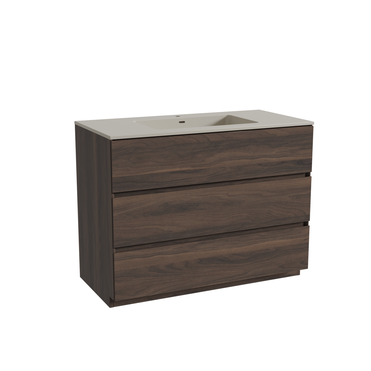 Storke Edge meuble salle de bains à poser 105 x 52 cm noyer avec Diva plan simple en top solid soie grise